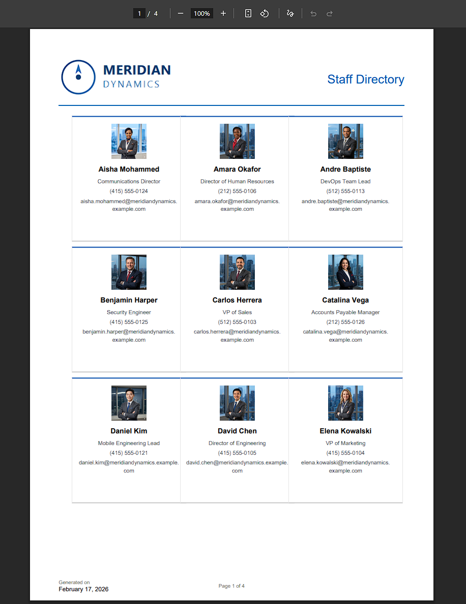 9-Up Grid template — nine contacts per page