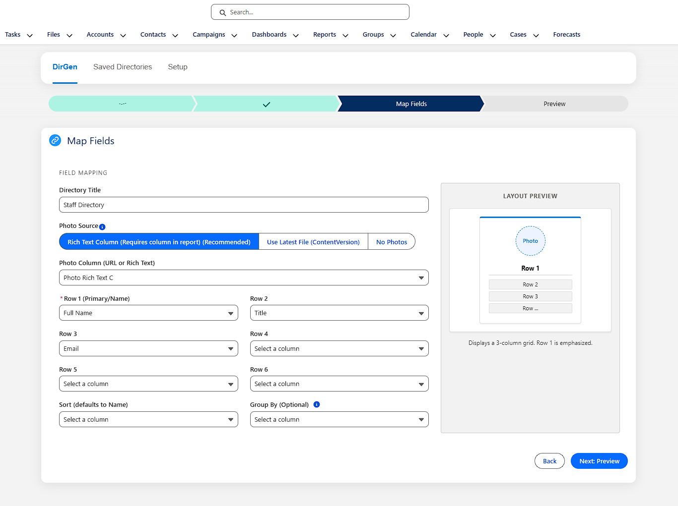 Step 3: Map Salesforce fields to directory layout