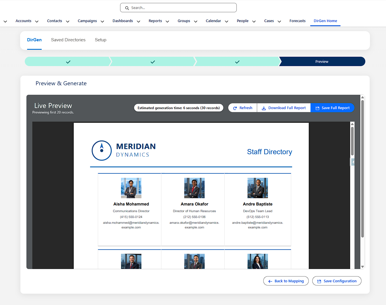 Step 4: Live preview of your directory before generating