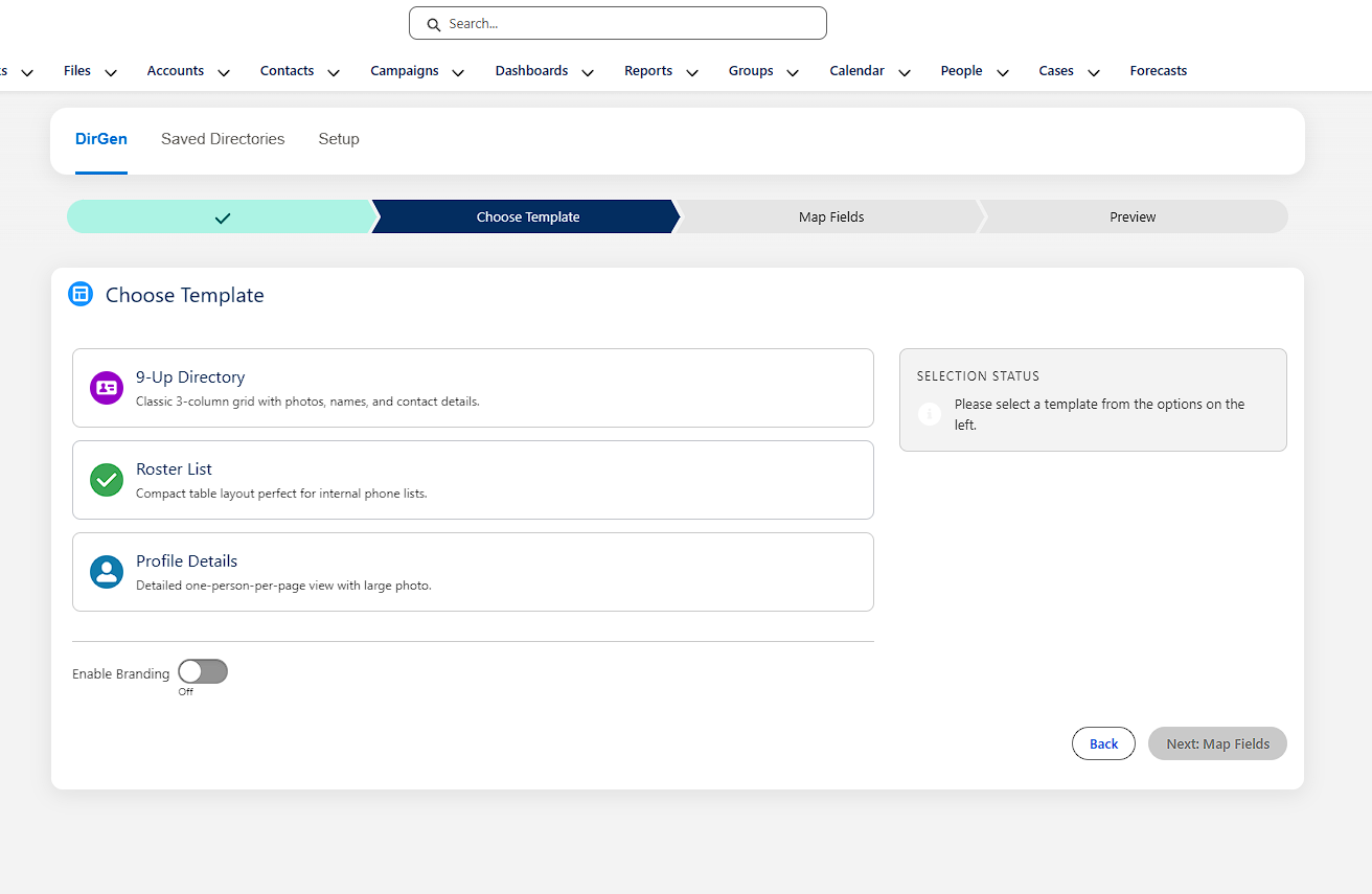 Step 2: Choose from three professional directory templates